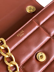 MONOCHROME 24 QUILTED CHERRY RED LAMBSKIN CHAIN SHOUDER BAG