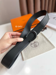 LUCK BELT BUCKLE & REVERSIBLE BLACK LEATHER STRAP 38MM BLACK HARDWARE