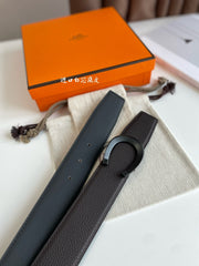 LUCK BELT BUCKLE & REVERSIBLE CHOCOLATE BROWN LEATHER STRAP 38MM BLACK HARDWARE