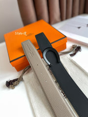 LUCK BELT BUCKLE & REVERSIBLE KHAKI BROWN LEATHER STRAP 38MM BLACK HARDWARE