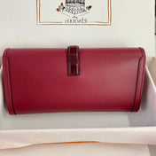 JIGE ELAN 29 CLUTCH IN CHERRY RED CALFSKIN WITH WINE RED LIZARD SKIN
