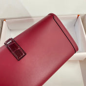 JIGE ELAN 29 CLUTCH IN CHERRY RED CALFSKIN WITH WINE RED LIZARD SKIN