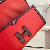 JIGE ELAN 29 CLUTCH IN CANDY RED CALFSKIN WITH WINE RED LIZARD SKIN