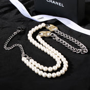 CHANEL 25S CHAIN BELT IN WHITE PEARL 614474
