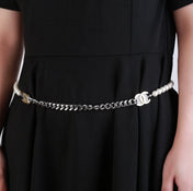 CHANEL 25S CHAIN BELT IN WHITE PEARL 614474