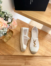 SL YVES LOGO SLIP ON WHITE CALFSKIN AND MESH