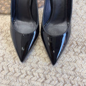 OPYUM RED HEEL PUMPS IN BLACK GLOSSY CALFSKIN