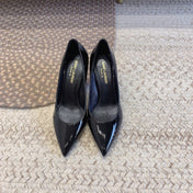 OPYUM BLACK HEEL PUMPS IN BLACK GLOSSY CALFSKIN