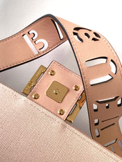Fend Baguette Pink Canvas Bag 27 with FF Embroidery Ghw