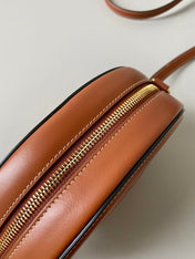 SMOOTH CALFSKIN 20 OVAL CINNAMON BROWN BAG