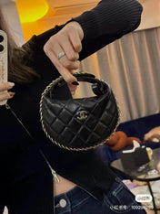 MINI HOBO BAG 16 IN BLACK LAMBSKIN