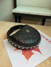 MINI HOBO BAG 16 IN BLACK LAMBSKIN