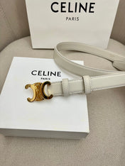 CELINE 25S TRIOMPHE 25MM BELT IN WHITE CALFSKIN GOLD HARDWARE