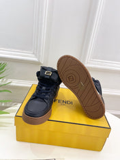 FENDI LOGO SOCK SNEAKER BOOTS IN BLACK LAMBSKIN