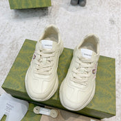 GG RHYTON TRAINER WHITE LAMBSKIN WITH FOX ICON