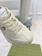 GG RHYTON TRAINER WHITE LAMBSKIN WITH FOX ICON