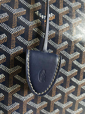 BELLECHASSE BIAUDE PM BAG 36 IN NAVY BLUE GOYARDINE CANVAS AND CALFSKIN TRIM