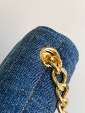 DENIM LEATHER 24 CHAIN SHOUDER BAG