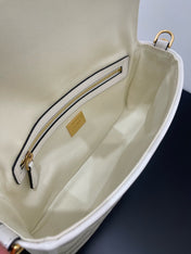 FENDI 26 BAGUETTE WHITE NAPPA LEATHER BAG WITH GOLD HARDWARE