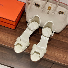 PREMIERE 70 SANDAL IN WHITE CALFSKIN