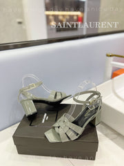 SL TRIBUTE SANDAL GLOSSY SAGE CALFSKIN