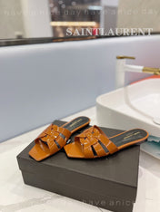 SL TRIBUTE SLIPPERS GLOSSY COPPER CALFSKIN