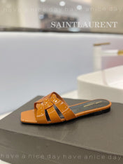 SL TRIBUTE SLIPPERS GLOSSY COPPER CALFSKIN