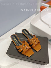 SL TRIBUTE SLIPPERS GLOSSY COPPER CALFSKIN