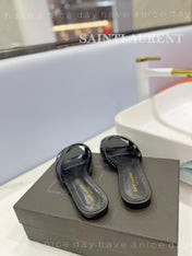 SL TRIBUTE SLIPPERS BLACK CALFSKIN