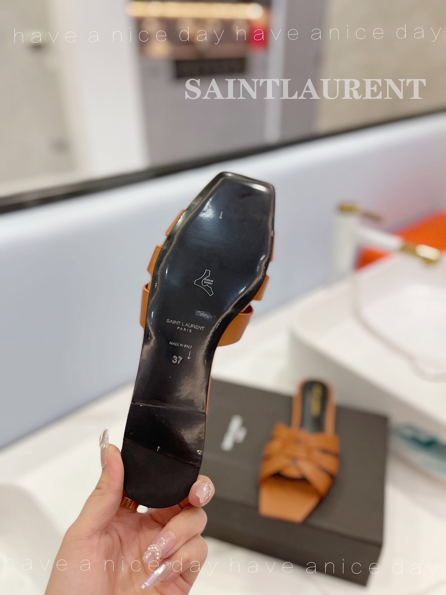 SL TRIBUTE SLIPPERS COPPER CALFSKIN