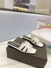 SL TRIBUTE SLIPPERS WHITE CALFSKIN