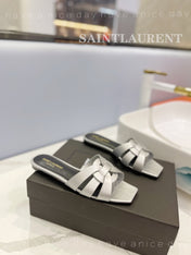 SL TRIBUTE SLIPPERS SILVER CALFSKIN