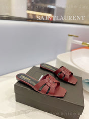 SL TRIBUTE SLIPPERS BERRY CALFSKIN