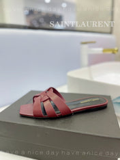 SL TRIBUTE SLIPPERS BERRY CALFSKIN