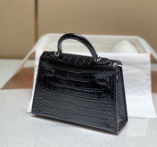 HERMES 25S MINI KELLY 19 IN BLACK CALFSKIN SILVER HARDWARE