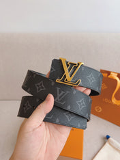 LV 25S BELT 40 MM IN BLACK MIX GREY CALFSKIN 593205