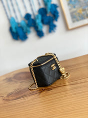 CC MINI 10 VANITY IN BLACK CALFSKIN GOLD HARDWARE