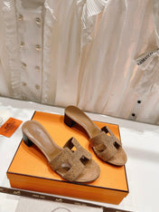 OASIS SANDALS BRIGHT ORANGE LAMBSKIN ATTACH CRYSTAL