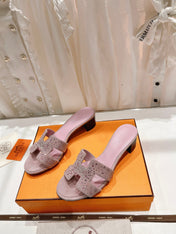 OASIS SANDALS PASTEL PINK LAMBSKIN ATTACH CRYSTAL