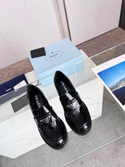 PRA CHOCOLATE BRUSHED LEATHER LOAFERS BLACK