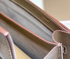 KELLY DEPECHES 38 BRIEFCASE IN ETOUPE TOGO CALFSKIN SILVER HARDWARE