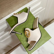 GG HIGH HEELS BLONDIE 75 IN CREAM WHITE LAMBSKIN WITH GOLD HARDWARE