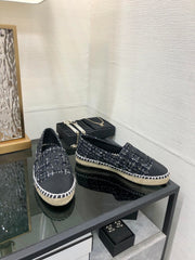 LOAFER IN BLACK MIX WHITE WOOL TWEED