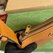 APHRODITE MINI 21 SHOULDER BAG IN CARAMEL BROWN CALFSKIN