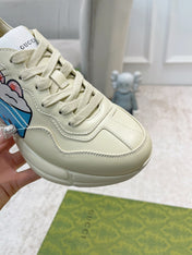 GG RHYTON TRAINER WHITE LAMBSKIN WITH CAT ICON