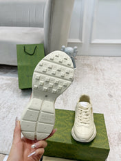 GG RHYTON TRAINER WHITE LAMBSKIN WITH AVOCADO MOTIF