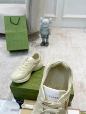 GG RHYTON TRAINER WHITE LAMBSKIN WITH AVOCADO MOTIF