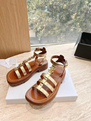 LYMPIA GLADIATOR SANDAL IN GOLD METALLIC CALFSKIN