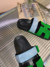 CHYPRE SANDAL GREEN MIX BLUE SUEDE