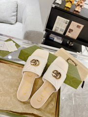 GG EXCLUSIVE SLIDE SANDAL CREAMY WHITE CALFSKIN